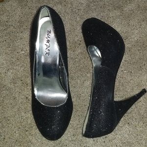 Black glitter heel